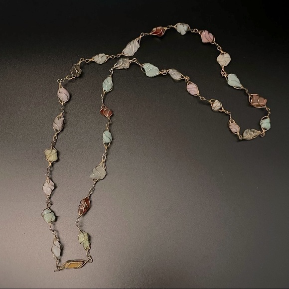 Sterling Silver Wrapped Natural Healing Gemstones Necklace, handmade - Picture 15 of 15